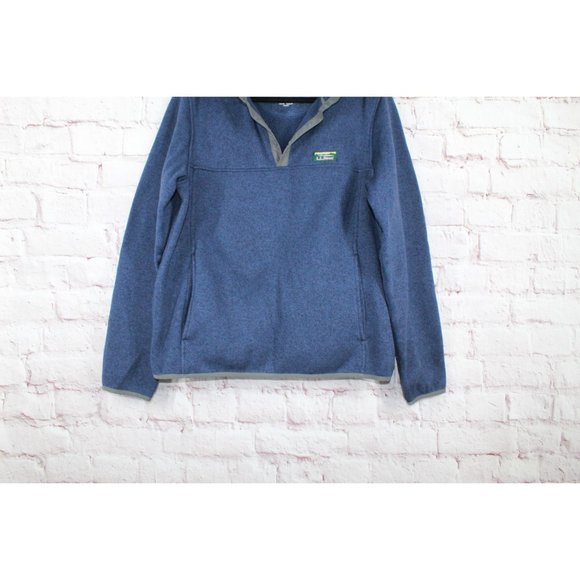 LL Bean Bright Blue Fleece Knit Stretch Pullover Sweater Size M - Picture 4 of 9